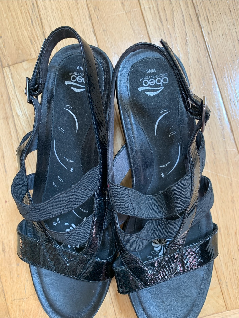 ABEO Black Strappy Comfort Sandals Low Heel B.I.O. System